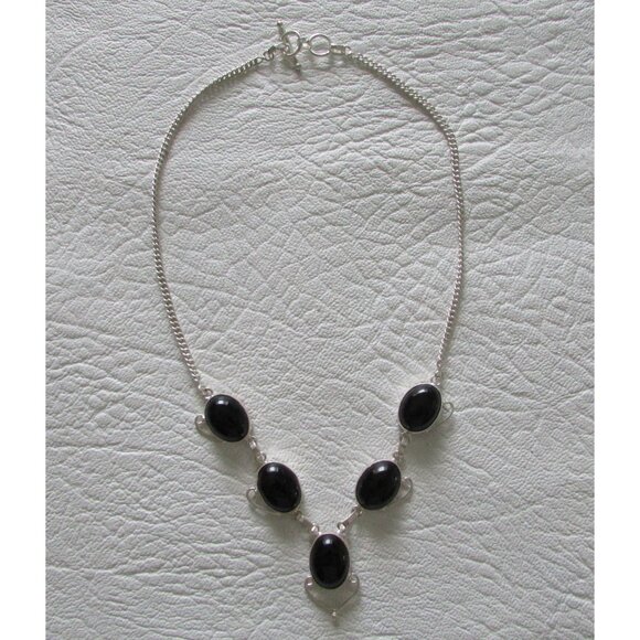 Black Onyx Silver Necklace - NEW - Picture 2 of 7